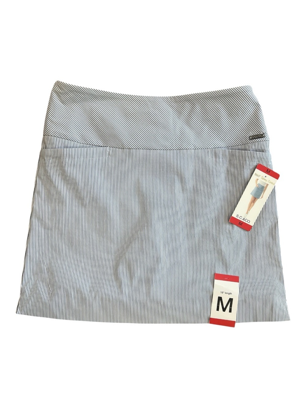 S.C. & Co. Blue & White Striped Mini Skort Size M NWT